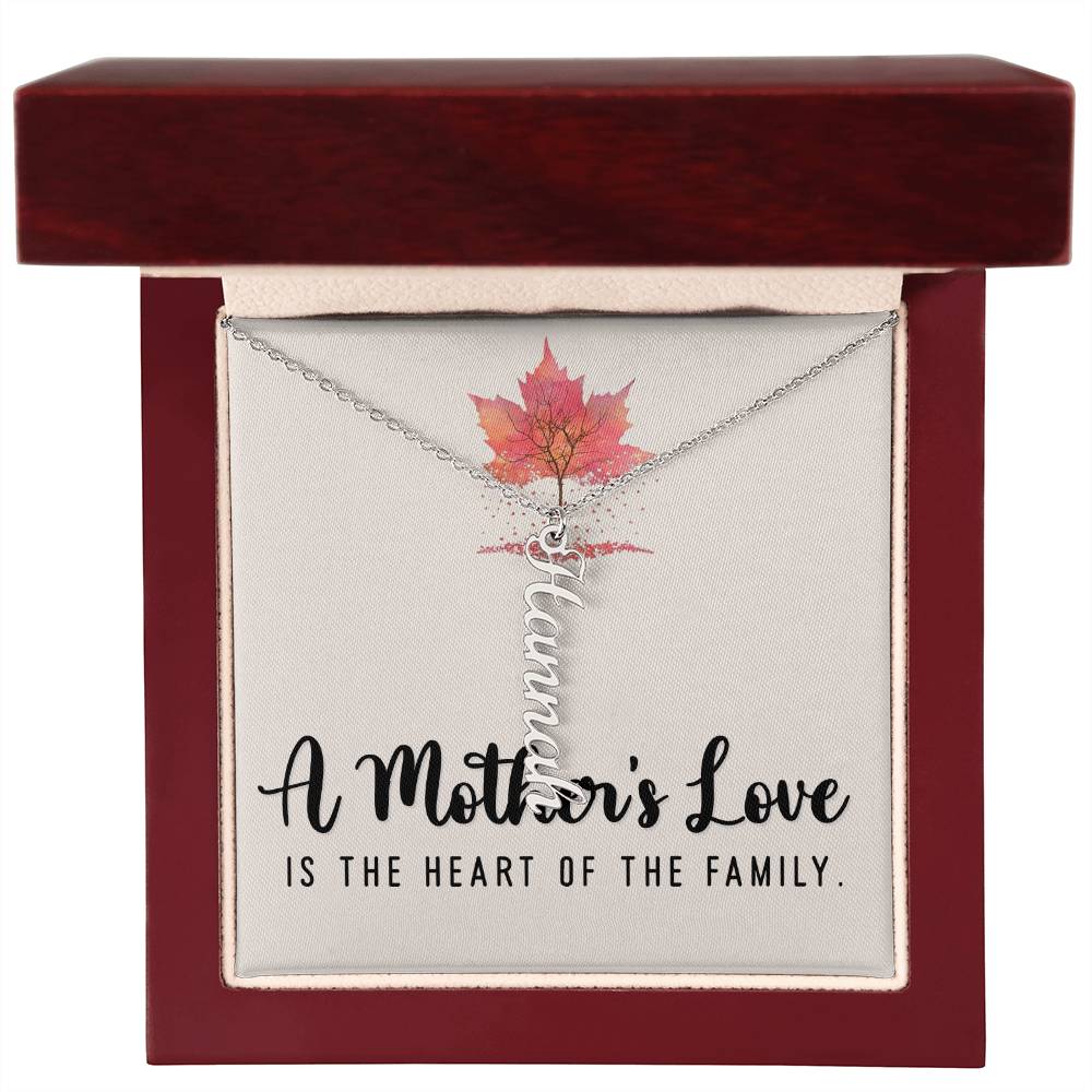 Mother | A Mother's Love is the Heart of the Family - Multi Vertical Name Necklace