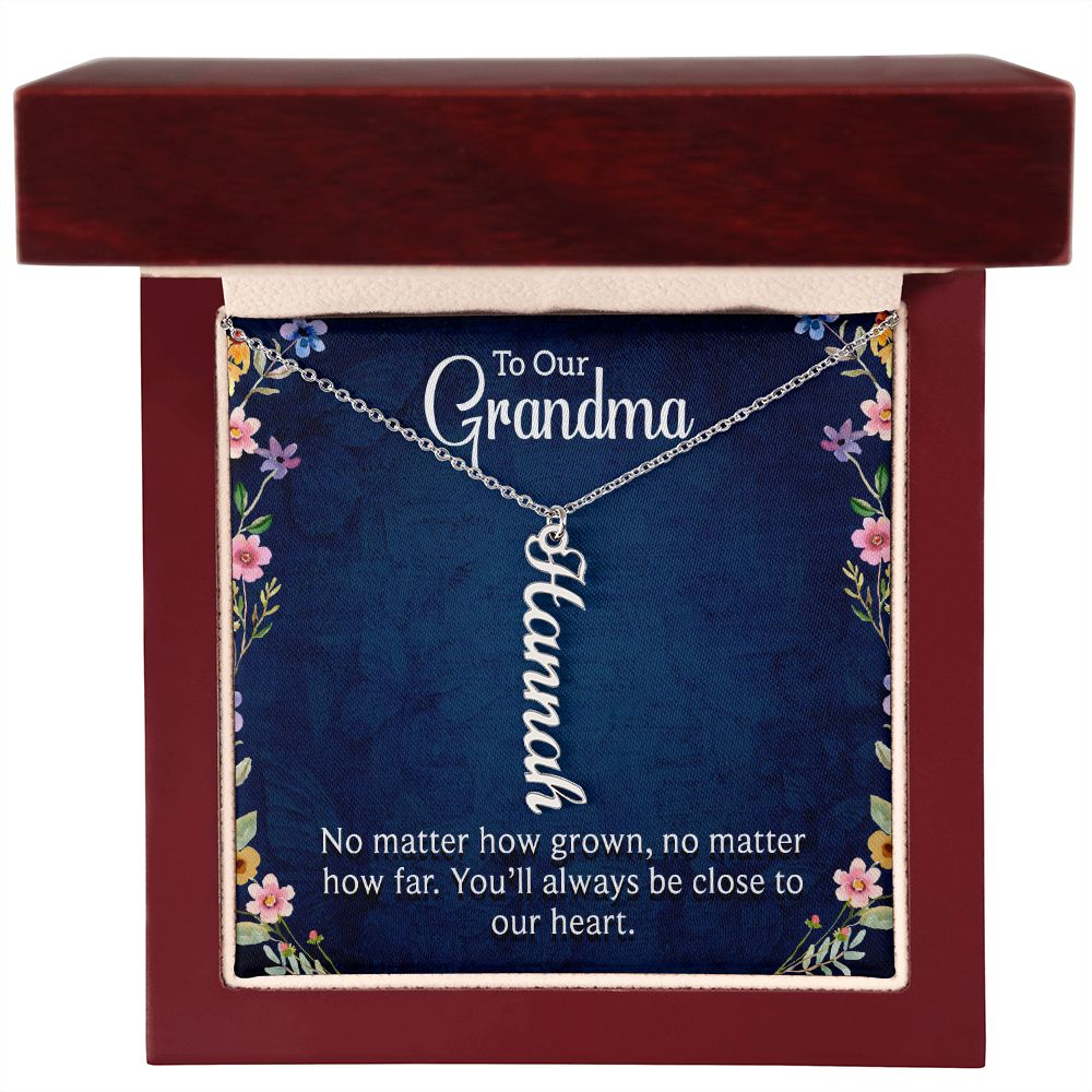 Grandma | No matter how grown, no matter how far. You'll always be close to our heart - Multi Vertical Name Necklace