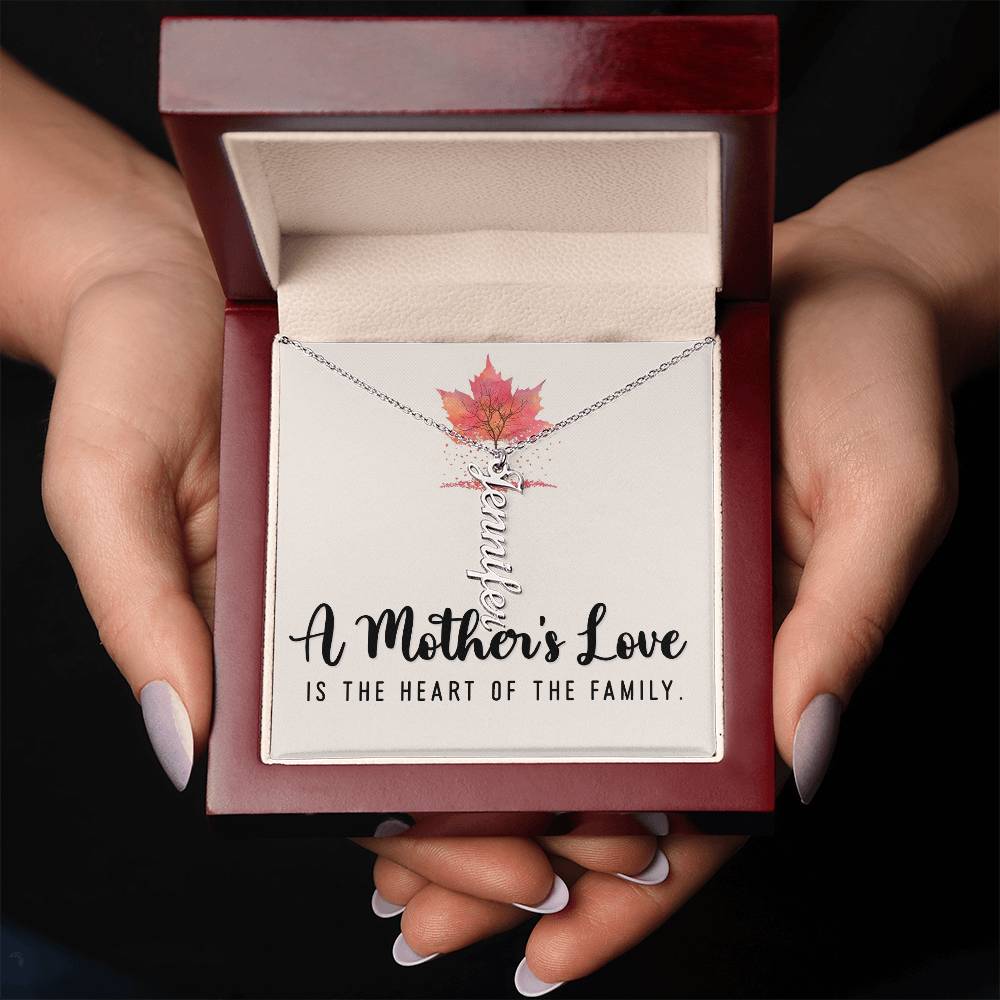 Mother | A Mother's Love is the Heart of the Family - Multi Vertical Name Necklace