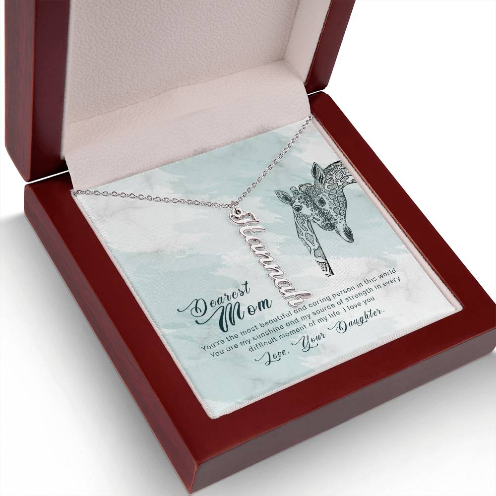 Dearest Mom | You're the most beautiful and caring person in this world - Multi Vertical Name Necklace