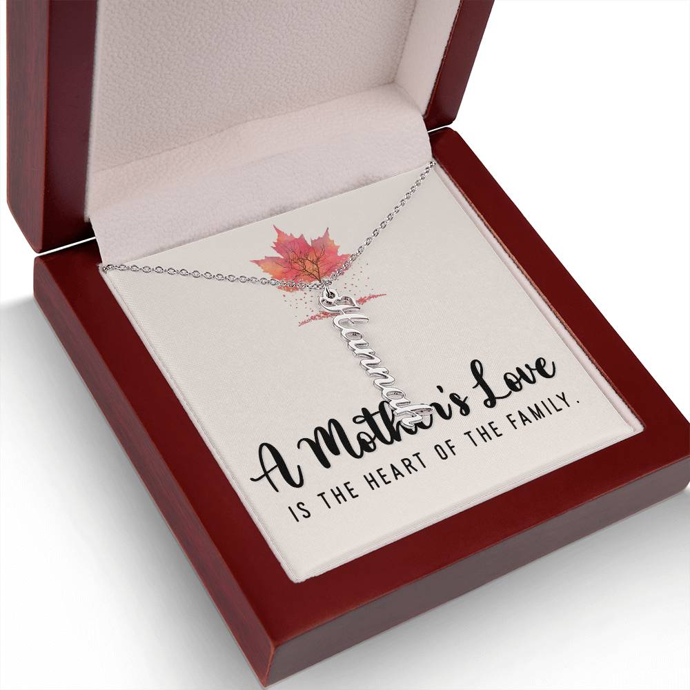 Mother | A Mother's Love is the Heart of the Family - Multi Vertical Name Necklace