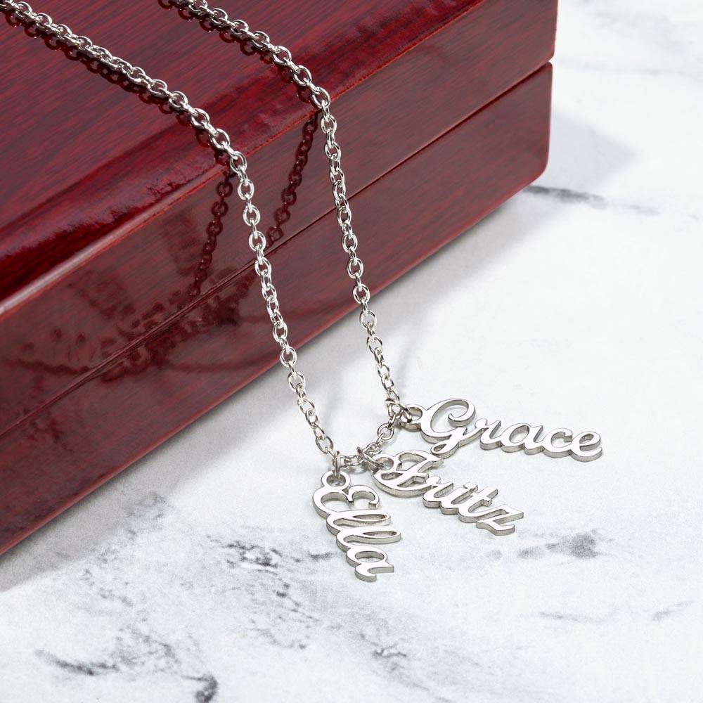 Grandma | Your Love is the stitching that weaves our Family Together - Multi Vertical Name Necklace