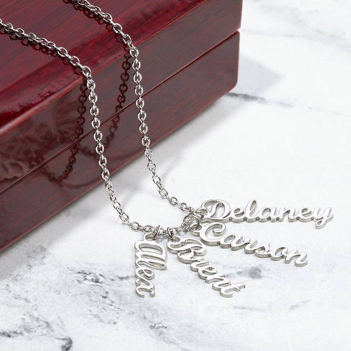 Grandma | Your Love is the stitching that weaves our Family Together - Multi Vertical Name Necklace