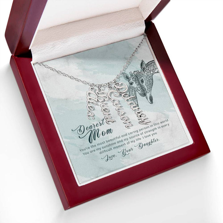 Dearest Mom | You're the most beautiful and caring person in this world - Multi Vertical Name Necklace