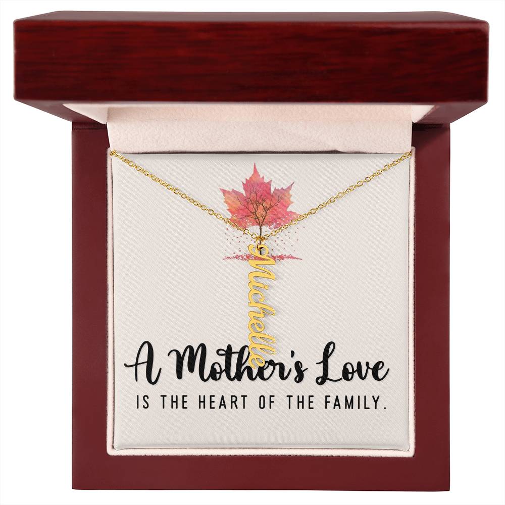 Mother | A Mother's Love is the Heart of the Family - Multi Vertical Name Necklace