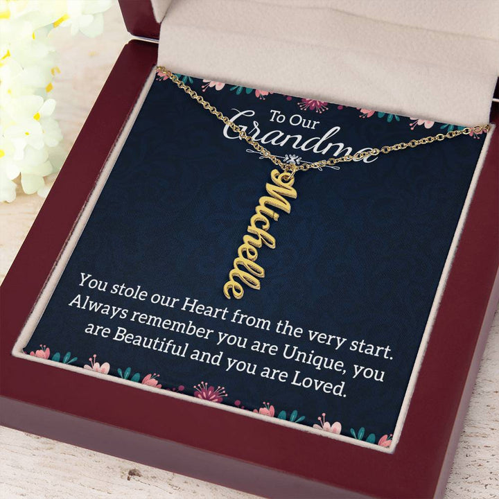 To Our Grandma | You stole our Heart from the very start - Multi Vertical Name Necklace