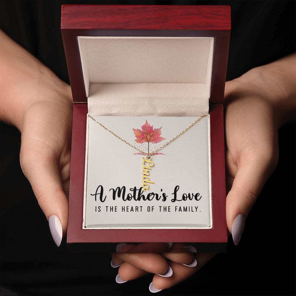 Mother | A Mother's Love is the Heart of the Family - Multi Vertical Name Necklace