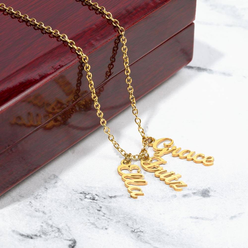 Grandma | Your Love is the stitching that weaves our Family Together - Multi Vertical Name Necklace