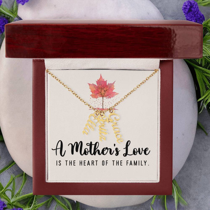 Mother | A Mother's Love is the Heart of the Family - Multi Vertical Name Necklace