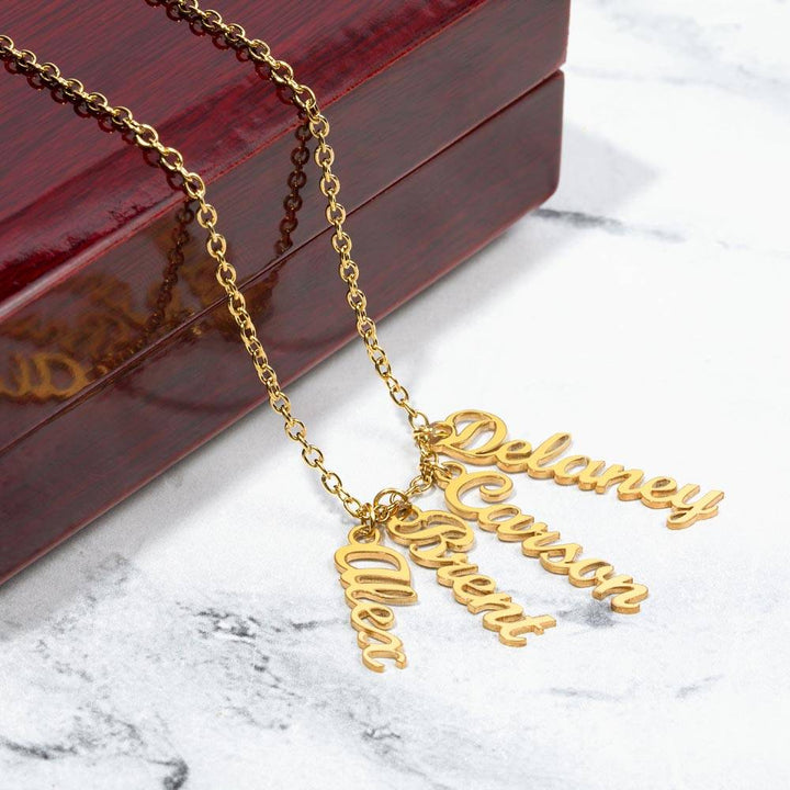 Grandma | Your Love is the stitching that weaves our Family Together - Multi Vertical Name Necklace