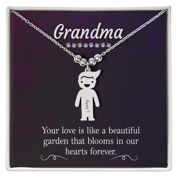 Grandma | Your Love is like a beautiful garden that blooms in our hearts forever - Kid Charm Necklace