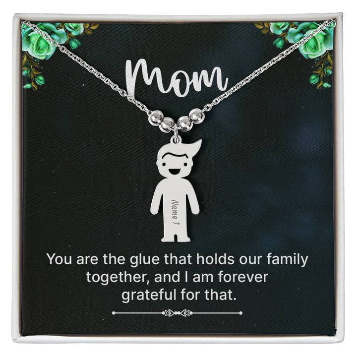 Mom | You are the glue that holds our family together, and I am forever grateful for that - Kid Charm Necklace