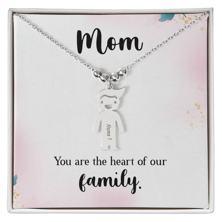 Mom | You are the heart of our family - Kid Charm Necklace