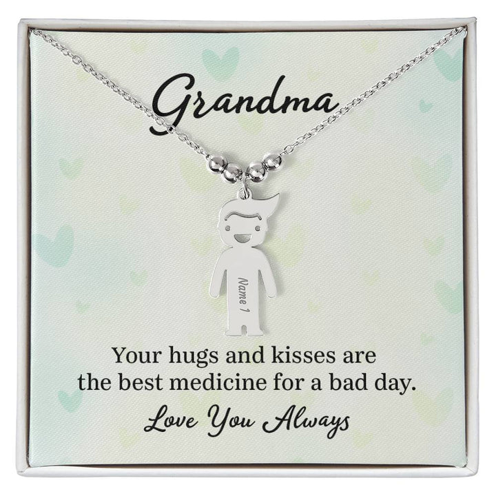 Grandma | Your hugs and kisses are the best medicine for a bad day - Kid Charm Necklace