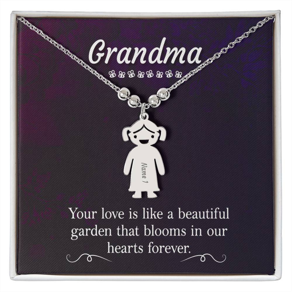 Grandma | Your Love is like a beautiful garden that blooms in our hearts forever - Kid Charm Necklace