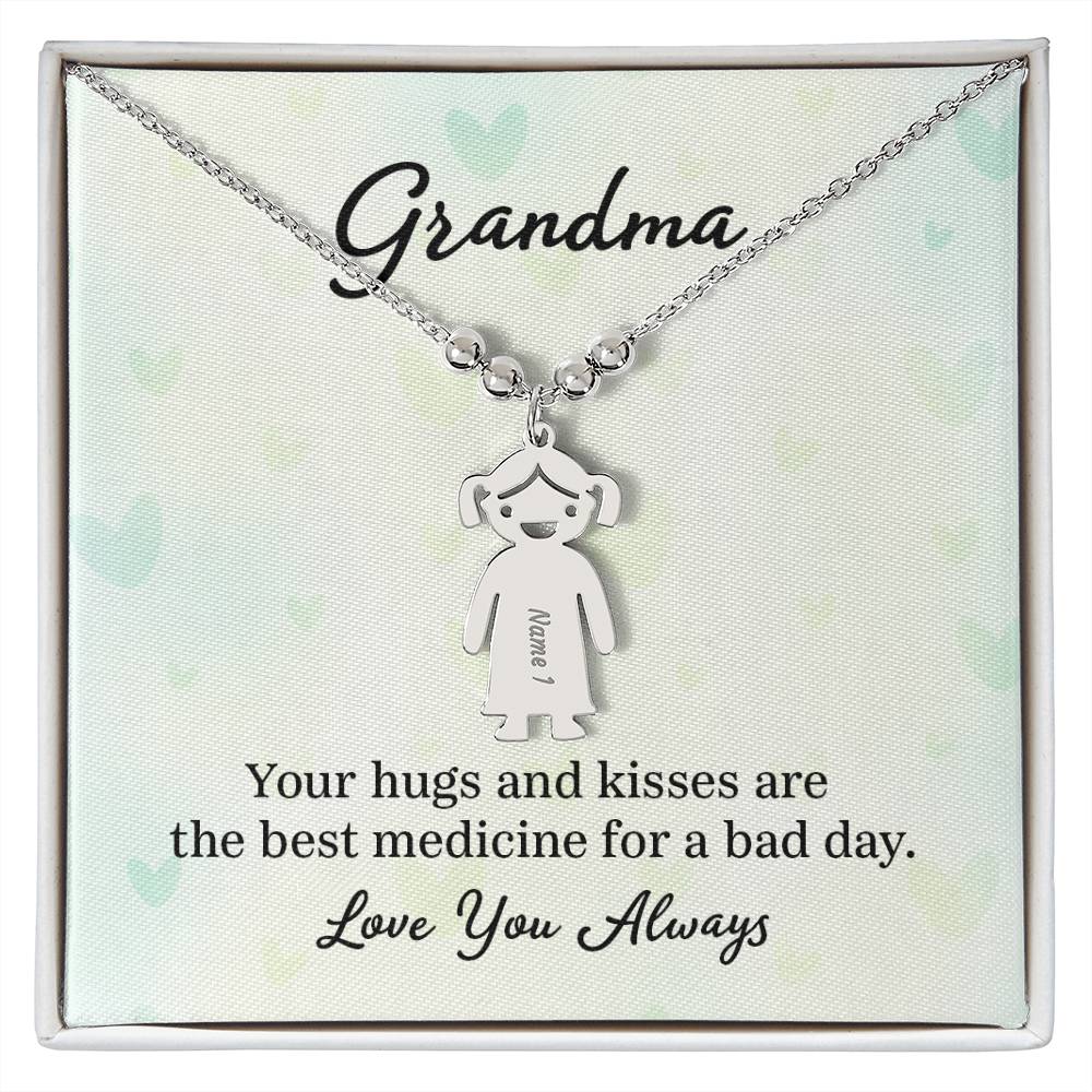 Grandma | Your hugs and kisses are the best medicine for a bad day - Kid Charm Necklace