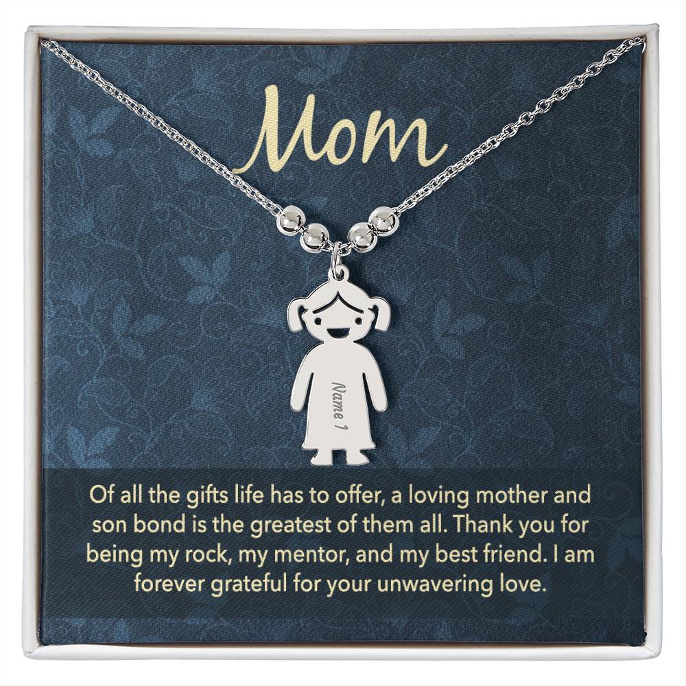 Mom |   Thank you for being my rock, my mentor and my best friend - Kid Charm Necklace