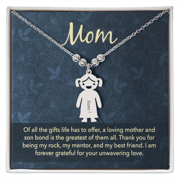 Mom |   Thank you for being my rock, my mentor and my best friend - Kid Charm Necklace