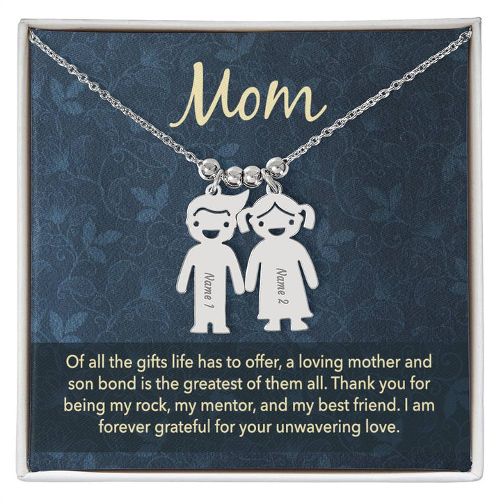 Mom |   Thank you for being my rock, my mentor and my best friend - Kid Charm Necklace