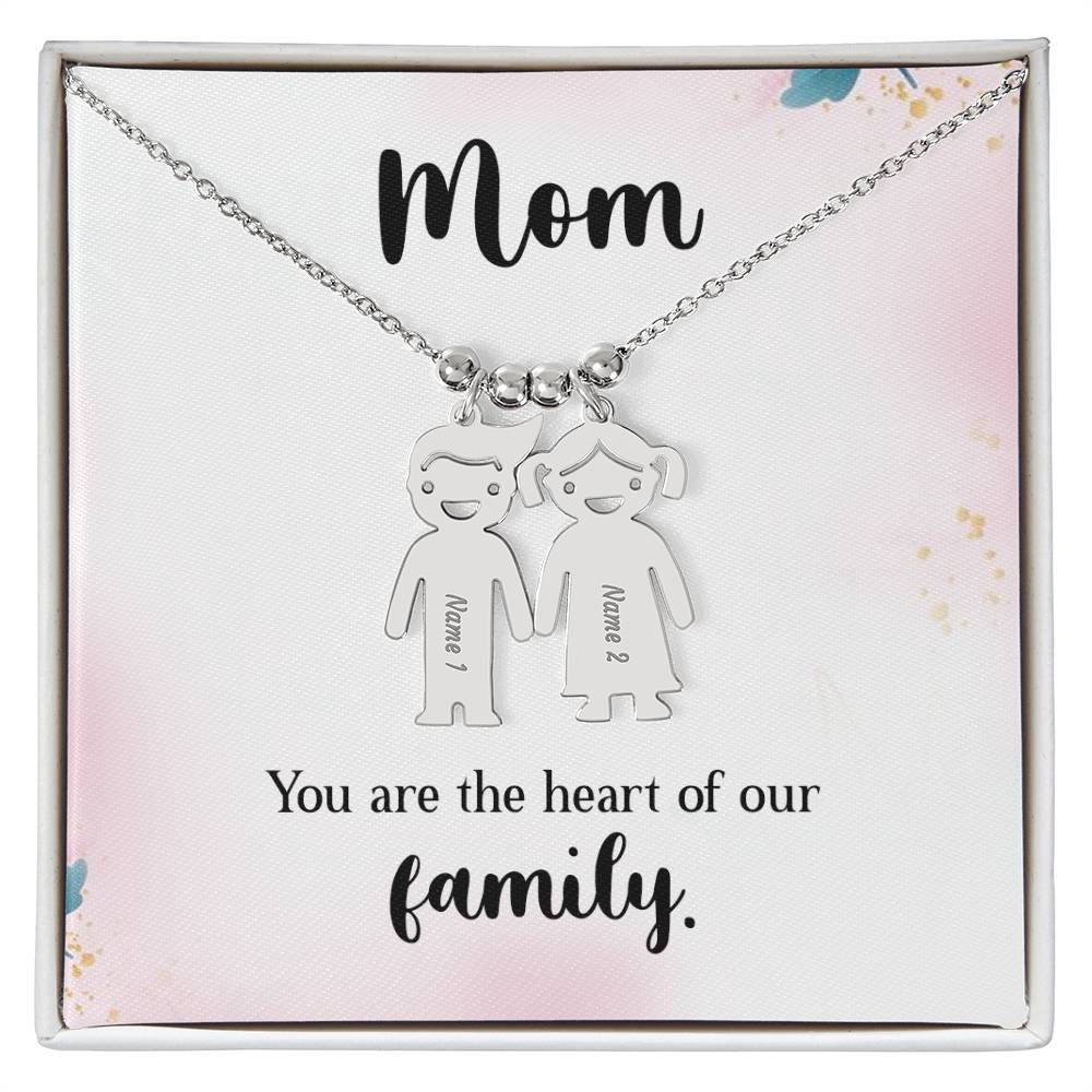 Mom | You are the heart of our family - Kid Charm Necklace