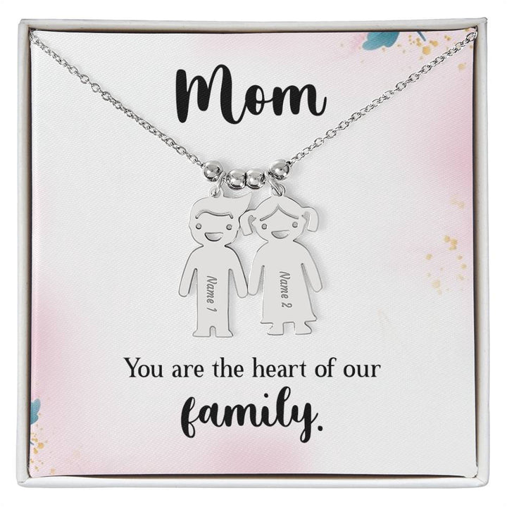 Mom | You are the heart of our family - Kid Charm Necklace