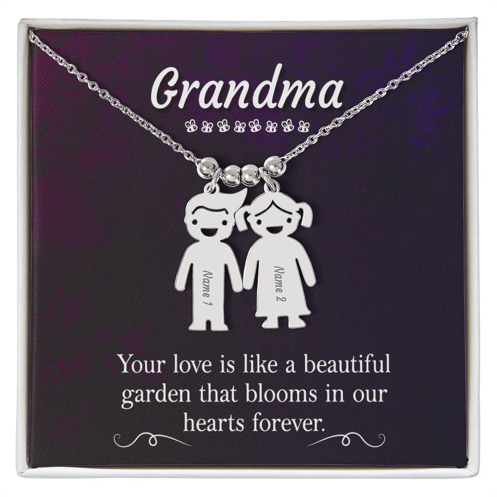 Grandma | Your Love is like a beautiful garden that blooms in our hearts forever - Kid Charm Necklace