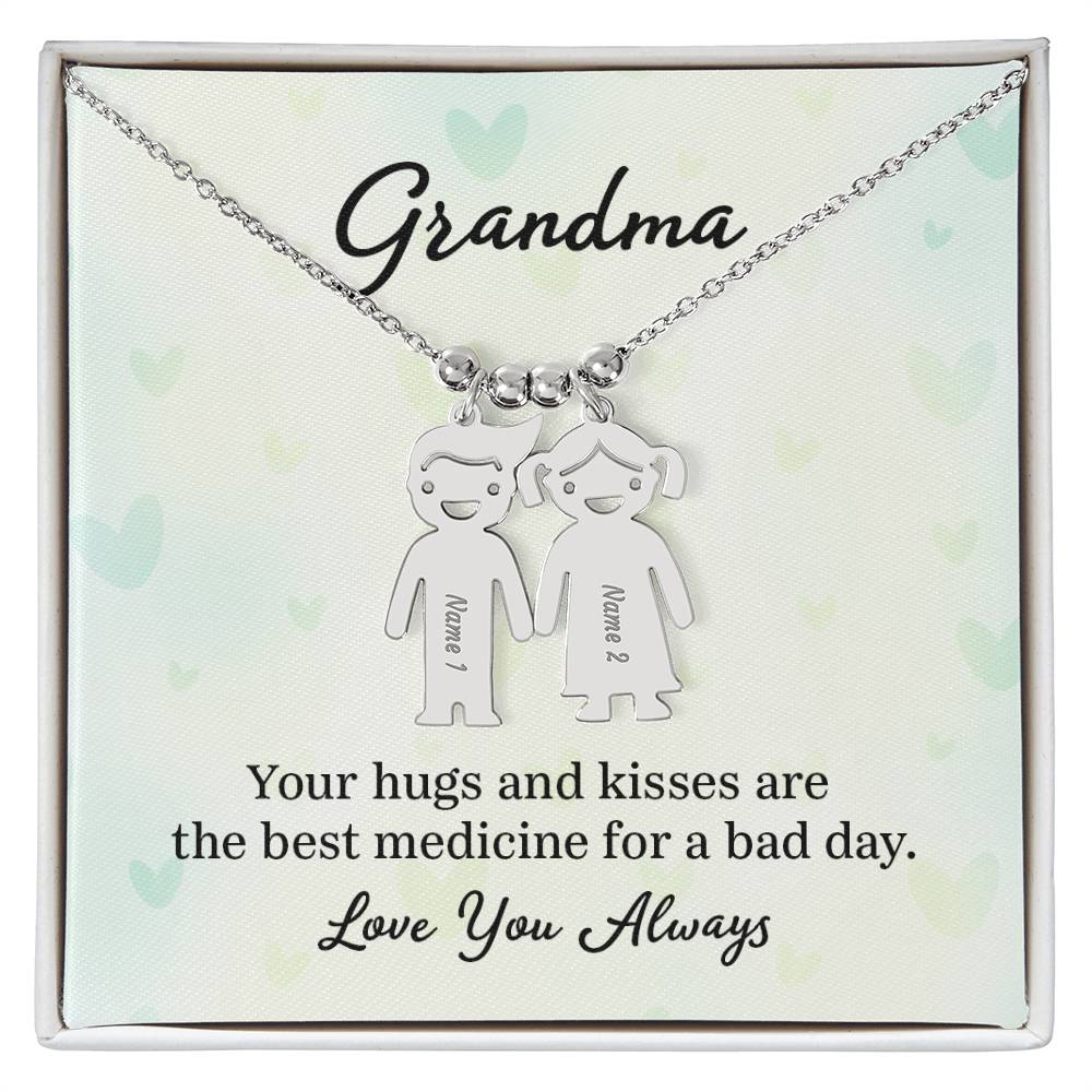 Grandma | Your hugs and kisses are the best medicine for a bad day - Kid Charm Necklace