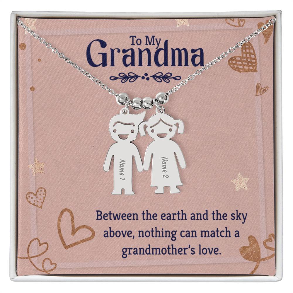 To My Grandma | Nothing can match a Grandmother's Love - Kid Charm Necklace