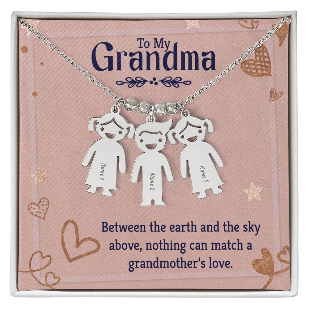 To My Grandma | Nothing can match a Grandmother's Love - Kid Charm Necklace