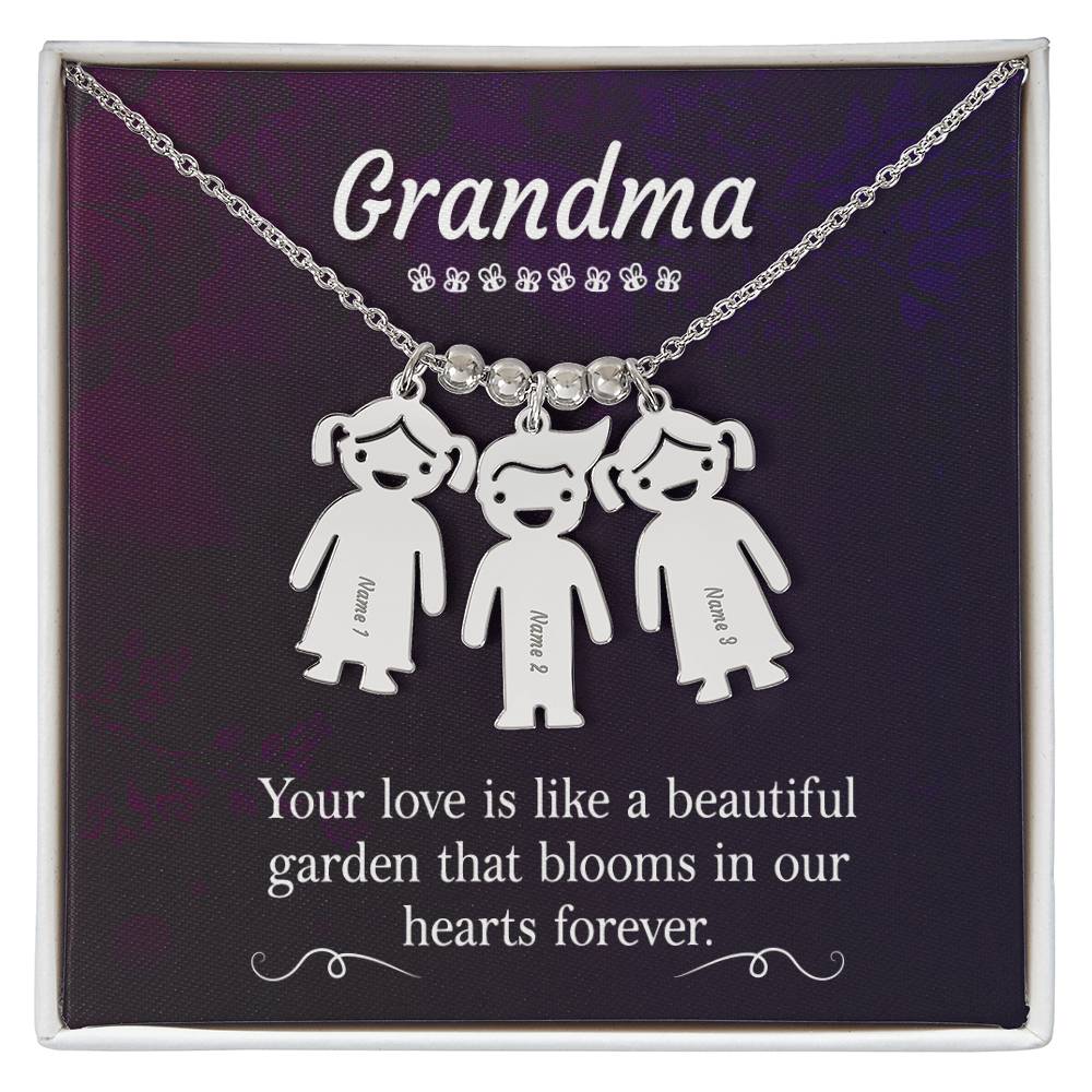 Grandma | Your Love is like a beautiful garden that blooms in our hearts forever - Kid Charm Necklace