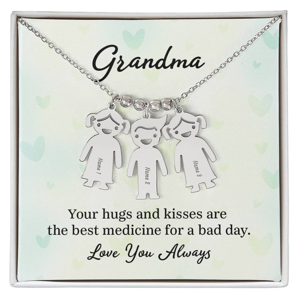 Grandma | Your hugs and kisses are the best medicine for a bad day - Kid Charm Necklace