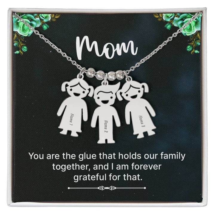 Mom | You are the glue that holds our family together, and I am forever grateful for that - Kid Charm Necklace