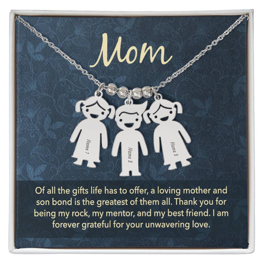 Mom |   Thank you for being my rock, my mentor and my best friend - Kid Charm Necklace