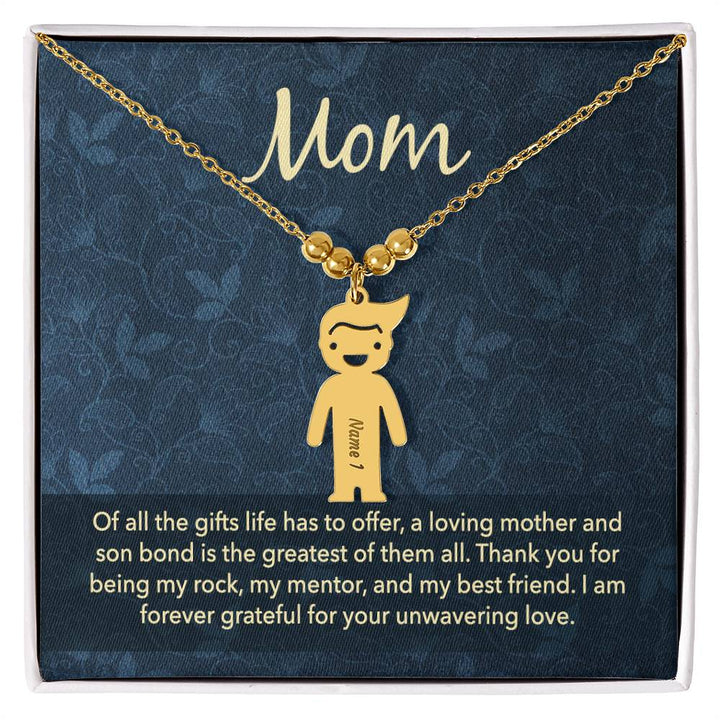 Mom |   Thank you for being my rock, my mentor and my best friend - Kid Charm Necklace