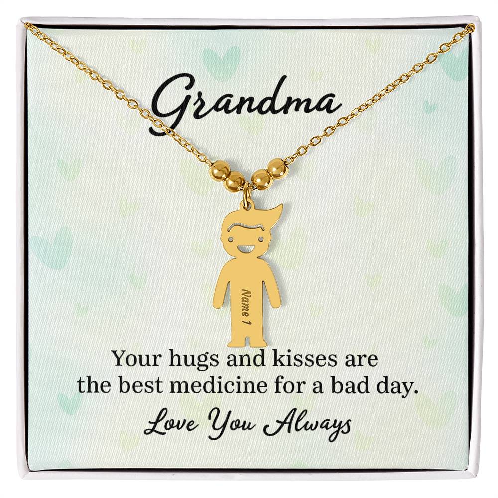 Grandma | Your hugs and kisses are the best medicine for a bad day - Kid Charm Necklace