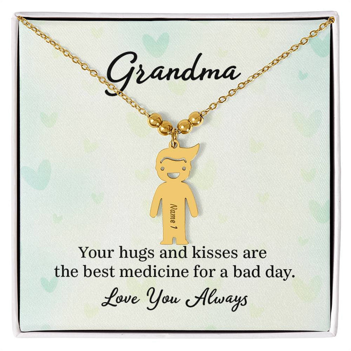 Grandma | Your hugs and kisses are the best medicine for a bad day - Kid Charm Necklace