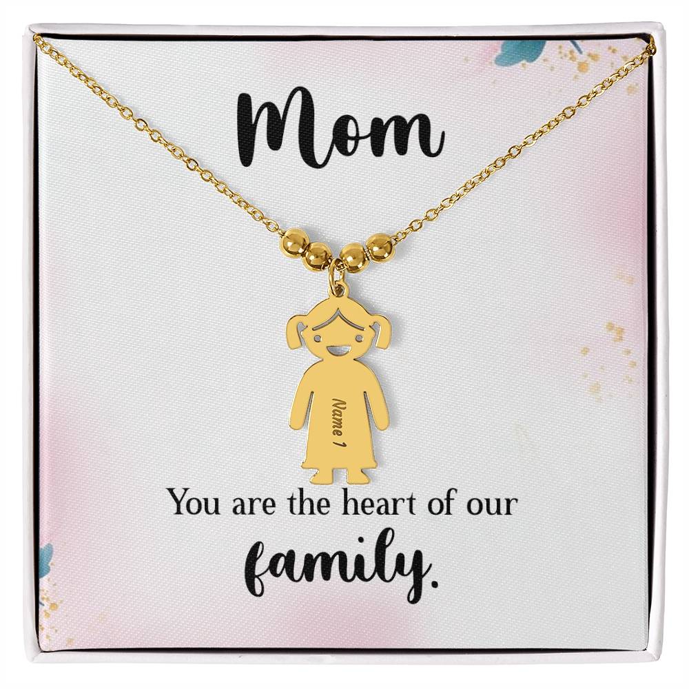 Mom | You are the heart of our family - Kid Charm Necklace