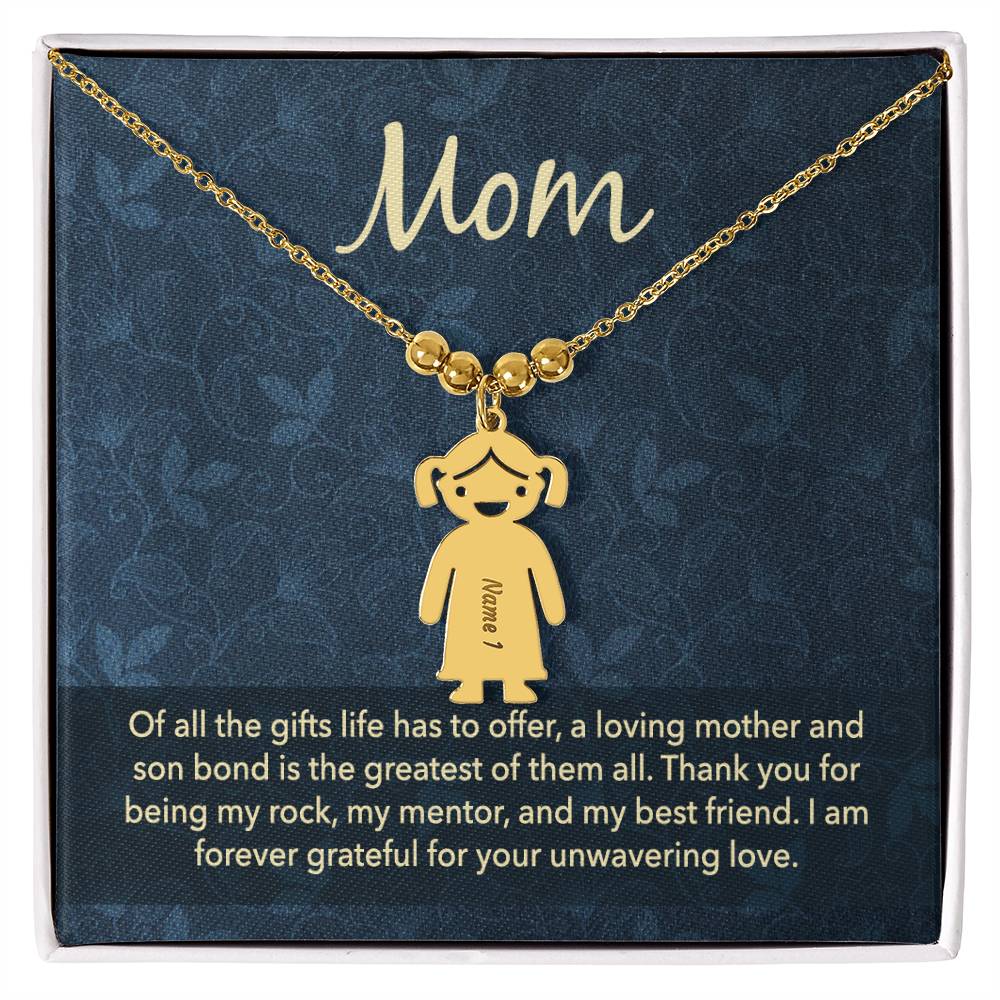 Mom |   Thank you for being my rock, my mentor and my best friend - Kid Charm Necklace