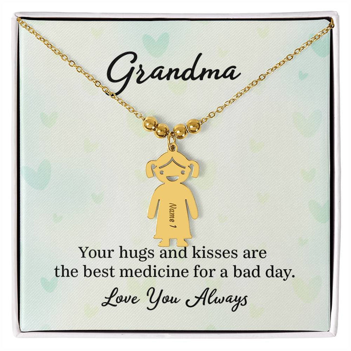 Grandma | Your hugs and kisses are the best medicine for a bad day - Kid Charm Necklace