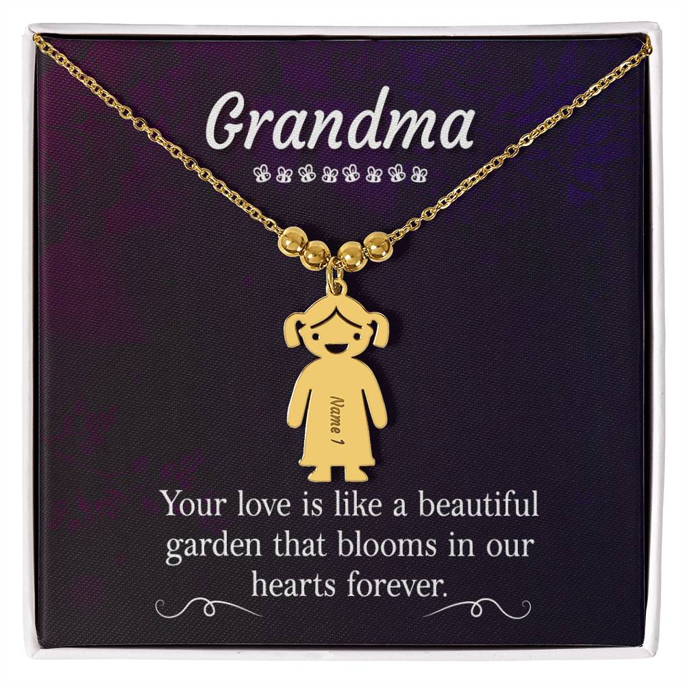 Grandma | Your Love is like a beautiful garden that blooms in our hearts forever - Kid Charm Necklace