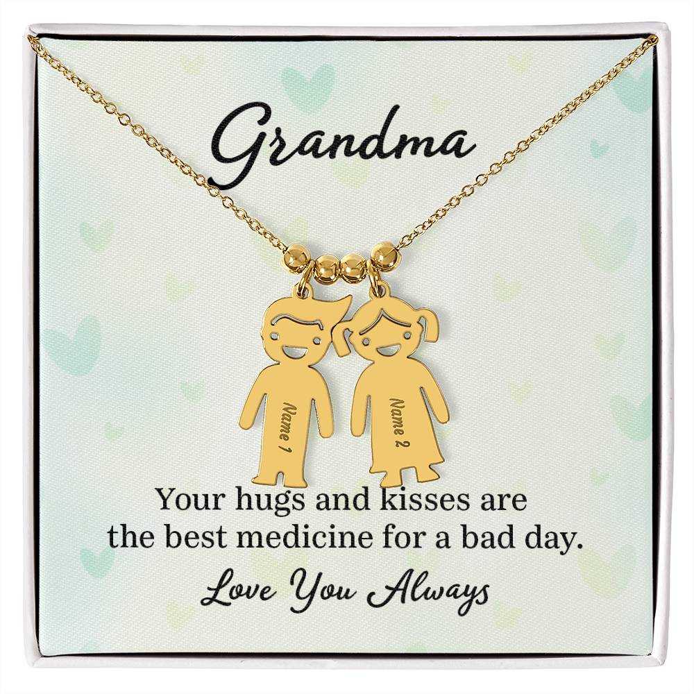 Grandma | Your hugs and kisses are the best medicine for a bad day - Kid Charm Necklace