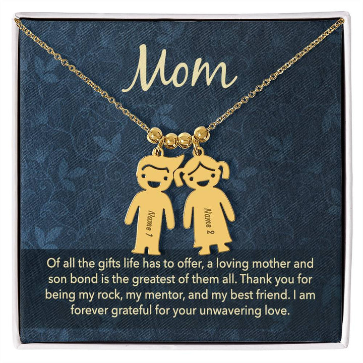 Mom |   Thank you for being my rock, my mentor and my best friend - Kid Charm Necklace