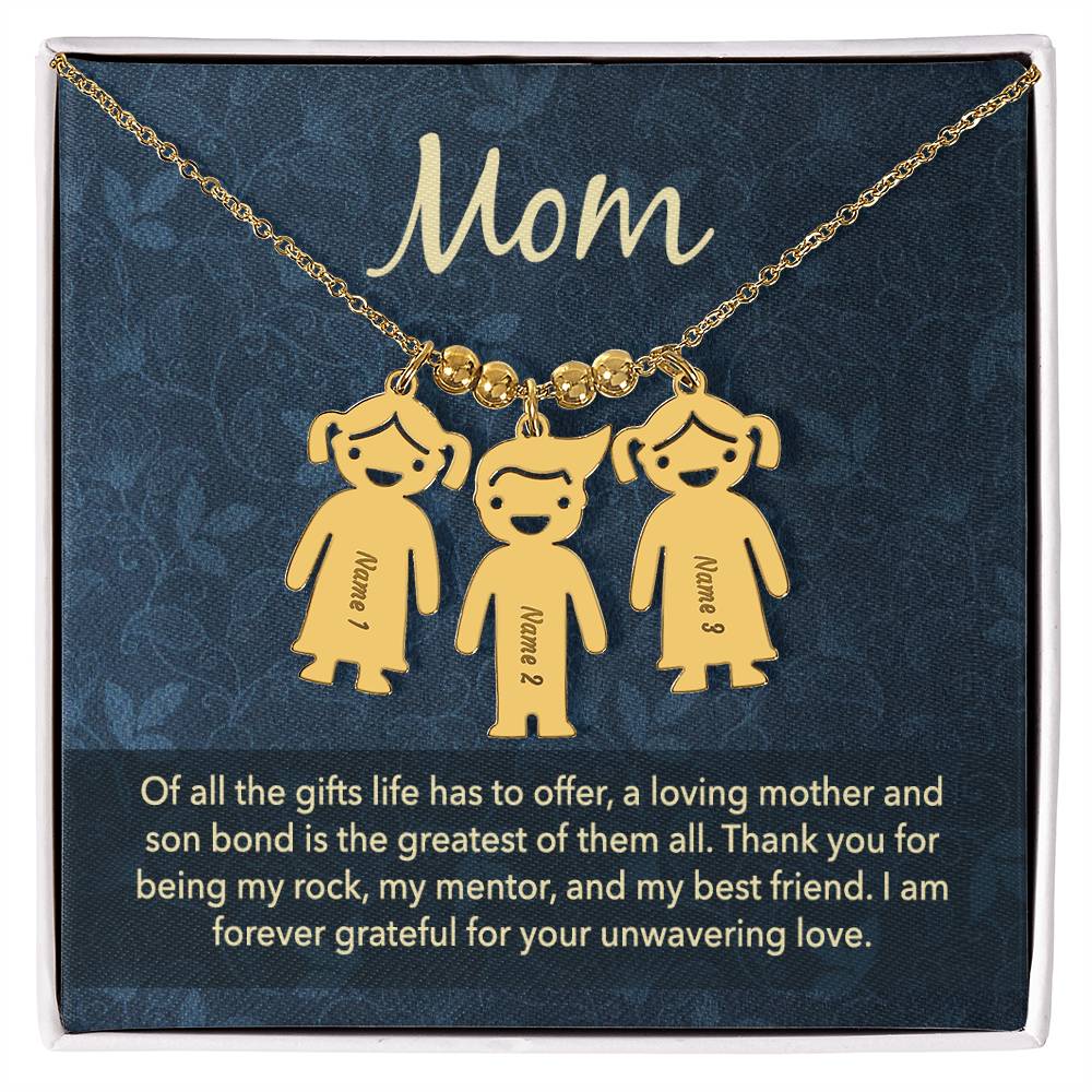 Mom |   Thank you for being my rock, my mentor and my best friend - Kid Charm Necklace