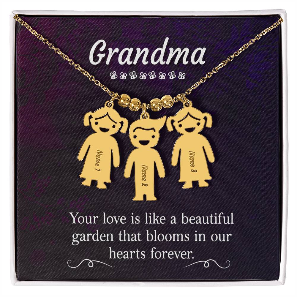 Grandma | Your Love is like a beautiful garden that blooms in our hearts forever - Kid Charm Necklace