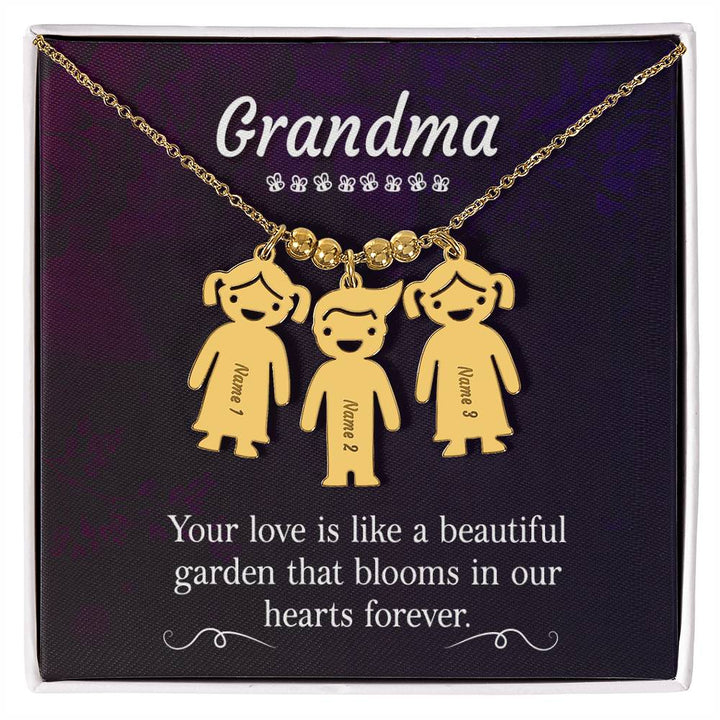 Grandma | Your Love is like a beautiful garden that blooms in our hearts forever - Kid Charm Necklace