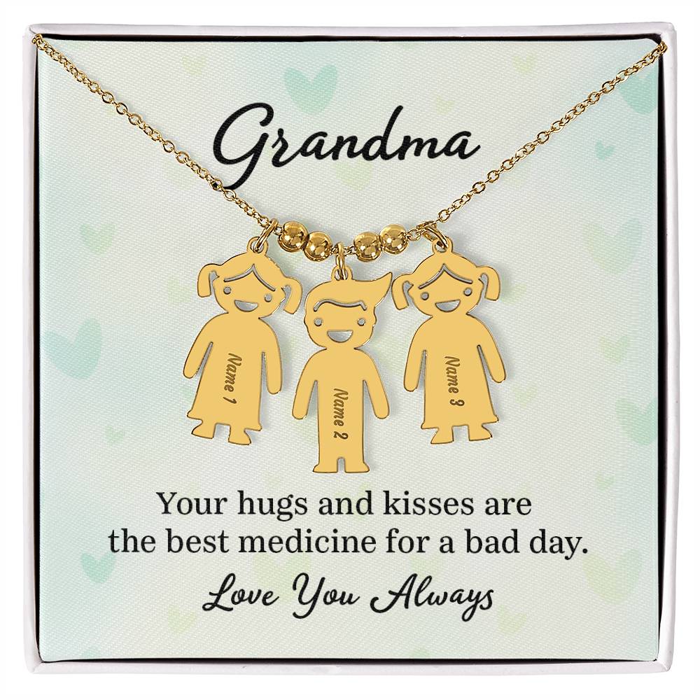 Grandma | Your hugs and kisses are the best medicine for a bad day - Kid Charm Necklace