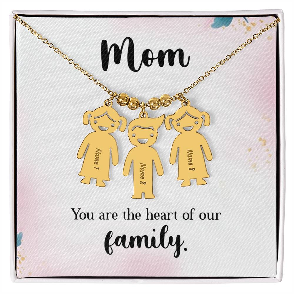 Mom | You are the heart of our family - Kid Charm Necklace