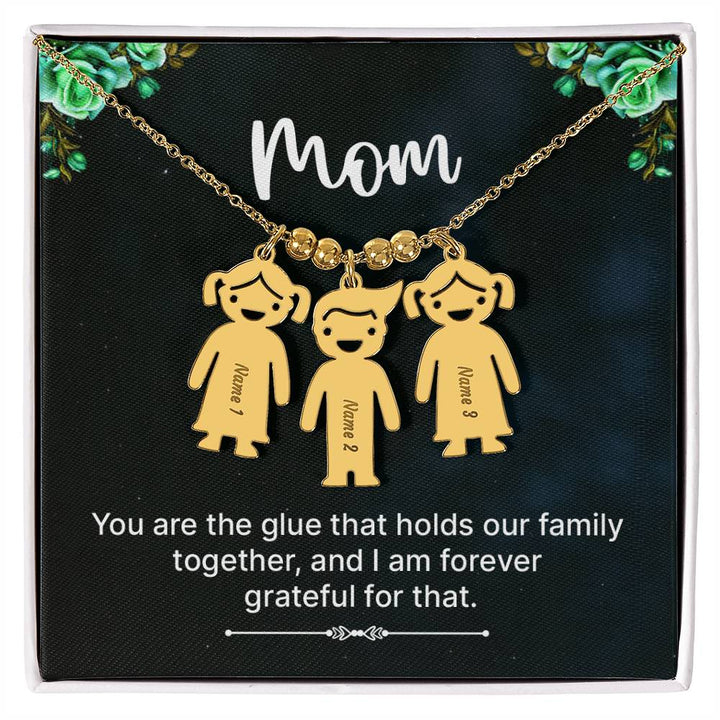 Mom | You are the glue that holds our family together, and I am forever grateful for that - Kid Charm Necklace