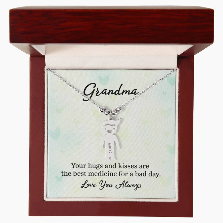 Grandma | Your hugs and kisses are the best medicine for a bad day - Kid Charm Necklace