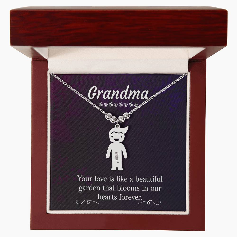 Grandma | Your Love is like a beautiful garden that blooms in our hearts forever - Kid Charm Necklace